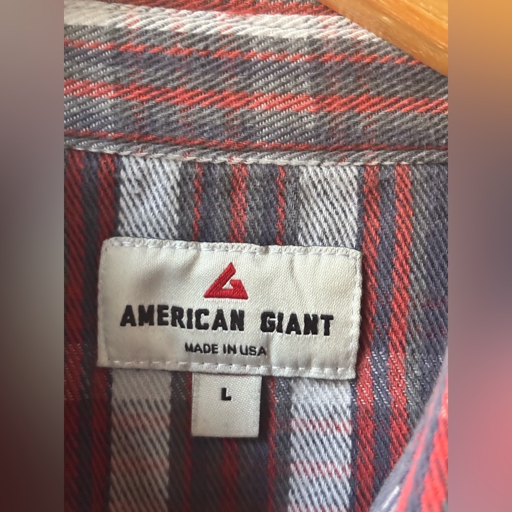 American Giant Vintage Flannel Plaid Slim Fit Women's Size Large - Picture 3 of 11